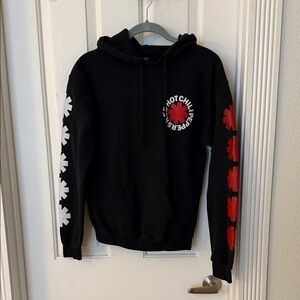 Black Hoodie with Red and White Graphics